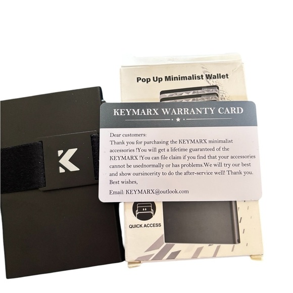 Keymarx Slim Minimalist Pop Up Wallet Black Hold 1-6 Cards RFID Safe Storage - Picture 5 of 5